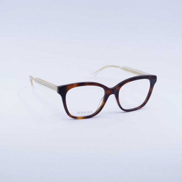 Gucci GG0566ON 002 Eyeglasses Havana/Crystal 54mm Square Frame - Picture 1 of 11
